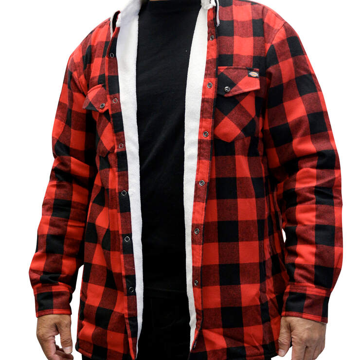 Men's Lined Flannel Long Sleeve Woven Shirt - Black/English Red (BKER) image number 1