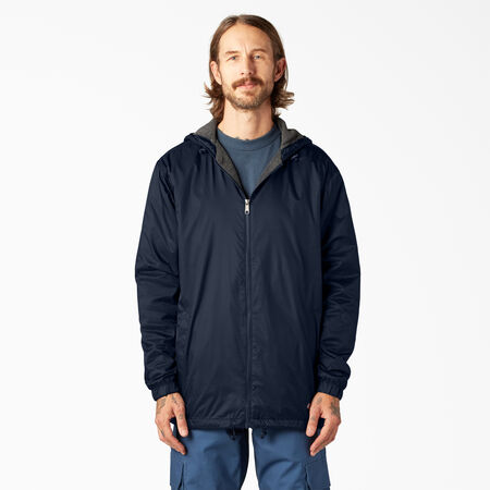 Fleece Lined Nylon Hooded Jacket - Dark Navy &#40;DN&#41;
