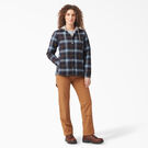 Women&rsquo;s Flannel Hooded Shirt Jacket - Clear Blue/Brown Ombre Plaid &#40;A1G&#41;