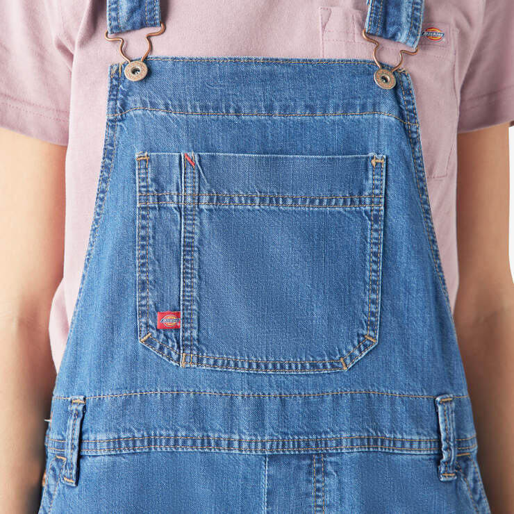Women's Relaxed Fit Bib Overalls - Stonewashed Medium Blue (MSB) image number 7