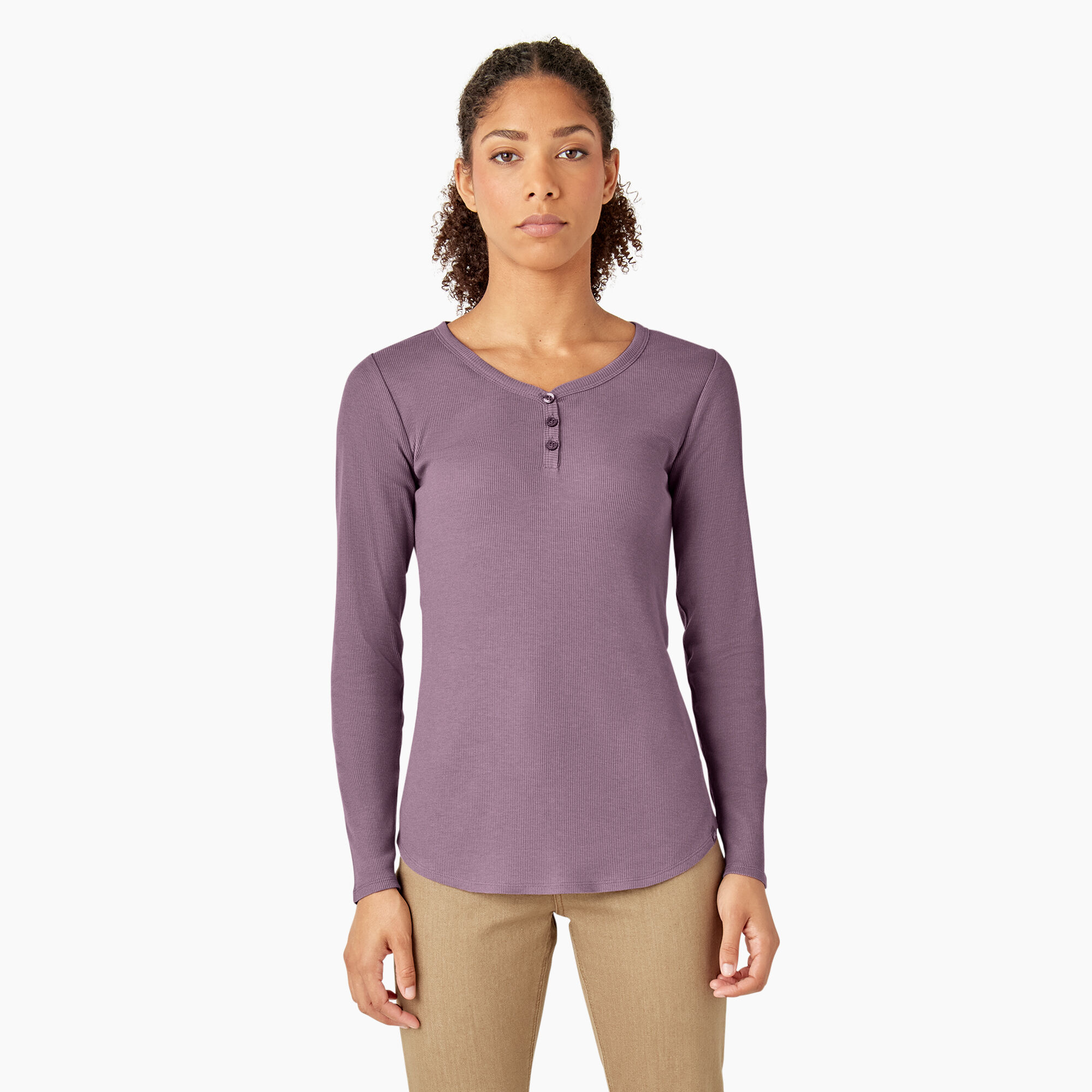 Grey henley shirt women's clearance