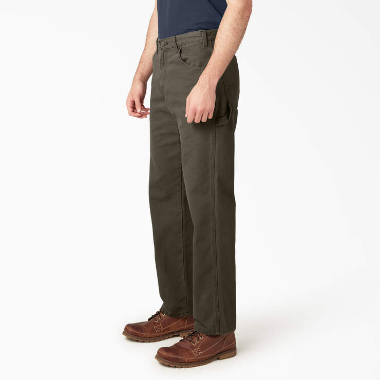 Relaxed Fit Heavyweight Duck Carpenter Pants - Rinsed Moss Green (RMS) image number 3
