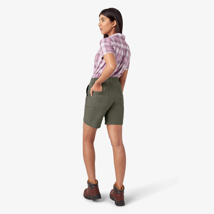 Women’s Duck Carpenter Shorts, 7" - Rinsed Moss Green (RMS) image number 6