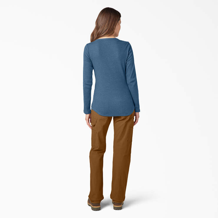 Women's Henley Long Sleeve Shirt - Dark Denim Blue (DMD) image number 4