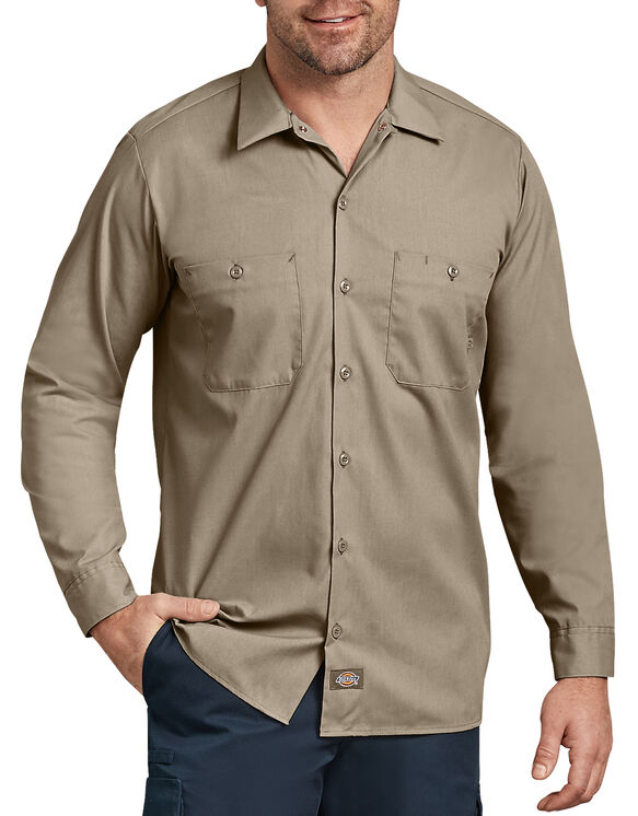 Long Sleeve Industrial Work Shirt Desert Khaki | Mens Shirts | Dickies