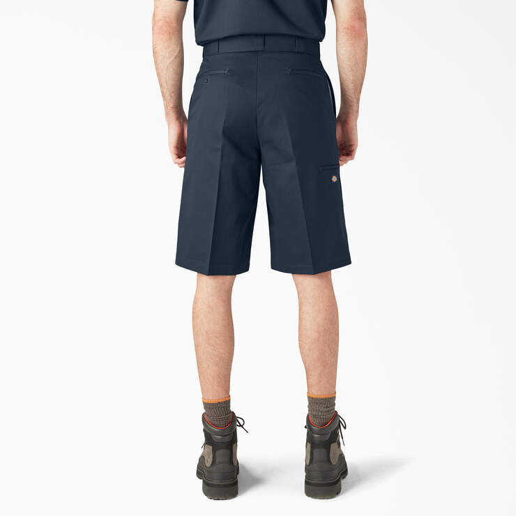 Loose Fit Flat Front Work Shorts, 13" - Dark Navy (DN) image number 2