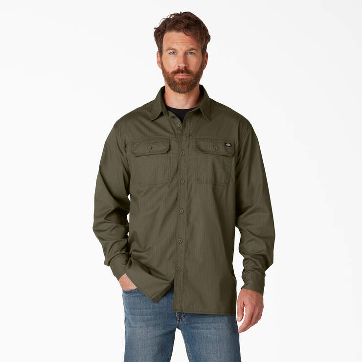 FLEX Ripstop Long Sleeve Shirt - Rinsed Military Green (RML) image number 1