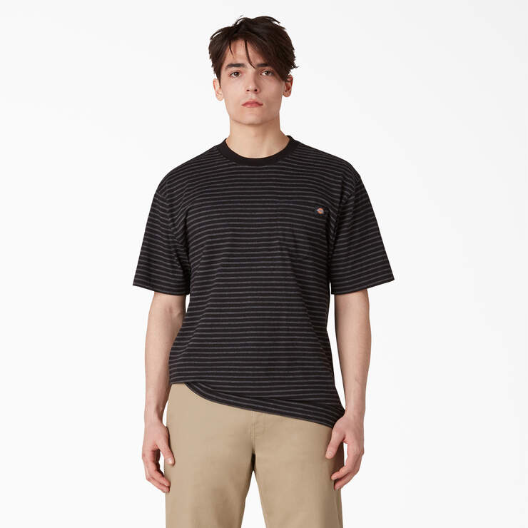 T-shirt à poche rayé - Black Heather Stripe (HSB) numéro de l’image 1