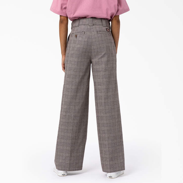 Pantalon à taille haute et à jambe large Bakerhill pour femmes - Brown Plaid (BP3) numéro de l’image 2