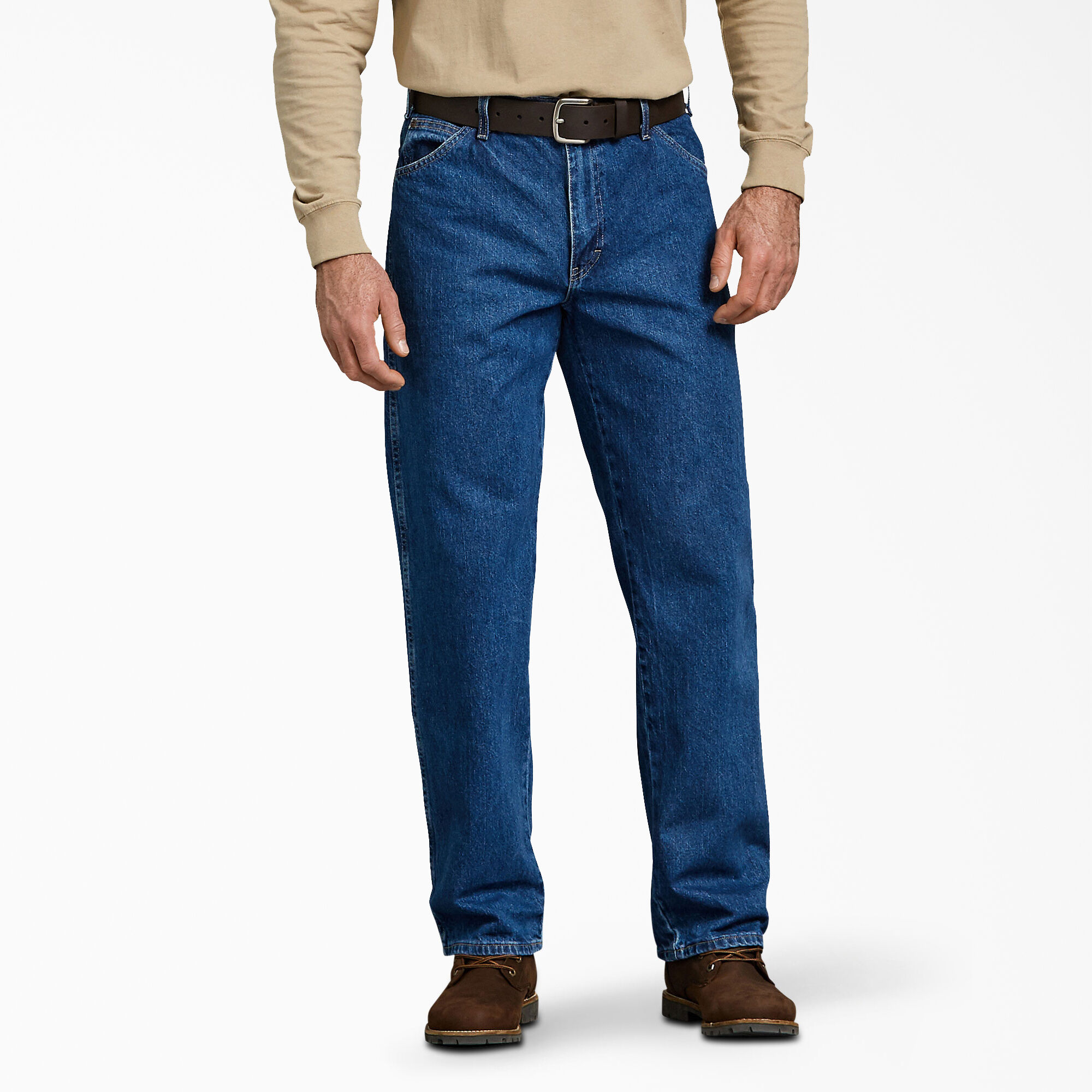 Relaxed fit tapered leg jeans hot sale