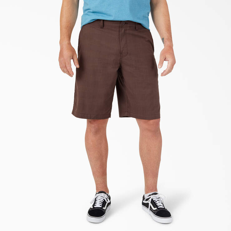 Dickies X-Series Active Waist Plaid Shorts, 11" - Chocolate Brown Plaid (PCB) image number 1