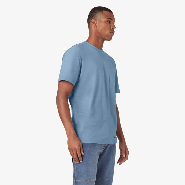 Heavyweight Heathered Short Sleeve Pocket T-Shirt - Coronet Blue Heather (LBH) image number 4
