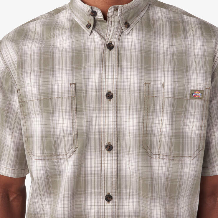 Short Sleeve Woven Shirt - Light Olive Plaid (GVP) image number 13