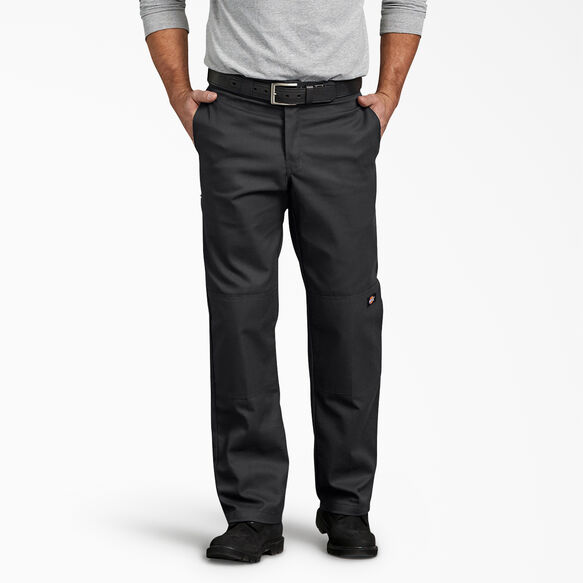 Regular Fit Straight Leg Double Knee Work Pants - Black &#40;BK&#41;