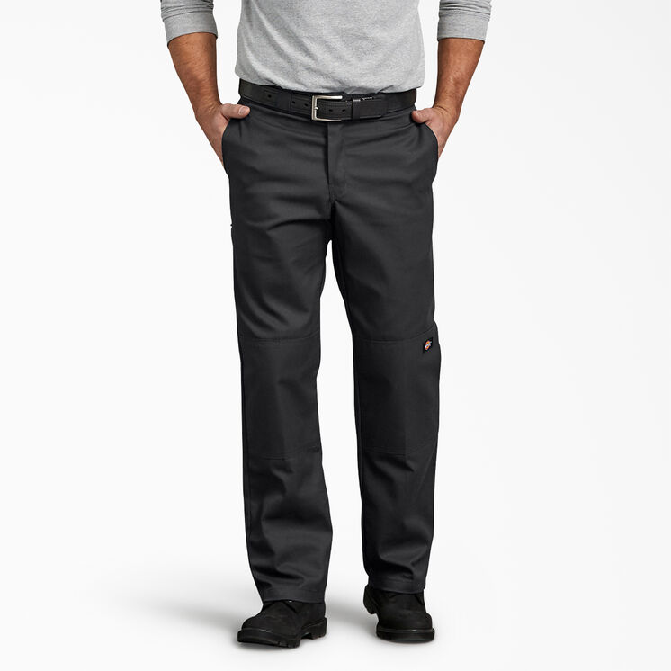 Regular Fit Straight Leg Double Knee Work Pants - Black &#40;BK&#41;