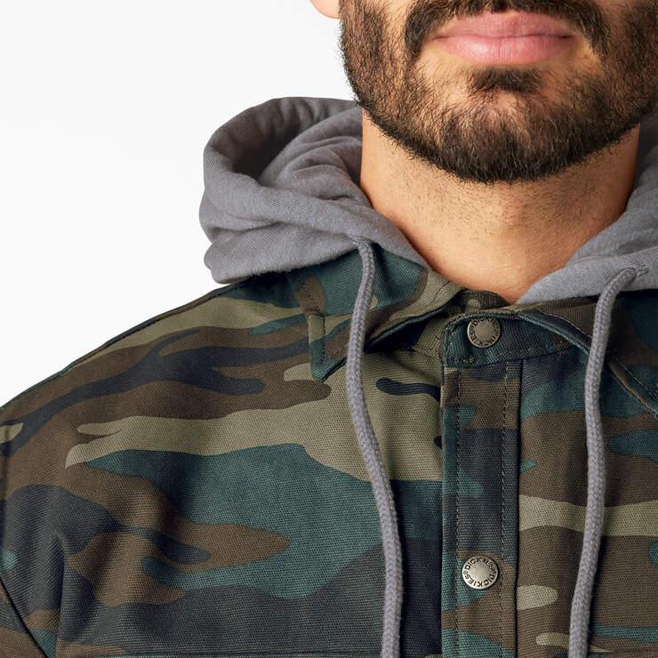 Water Repellent Duck Hooded Shirt Jacket - Hunter Green Camo (HRC) image number 11
