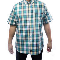Chemise à manches courtes à motif tartan pour hommes - Teal (TL)