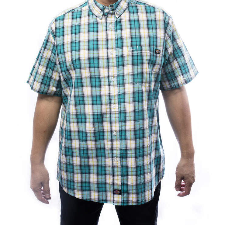 Men's short sleeve plaid shirt - Teal (TL) image number 1