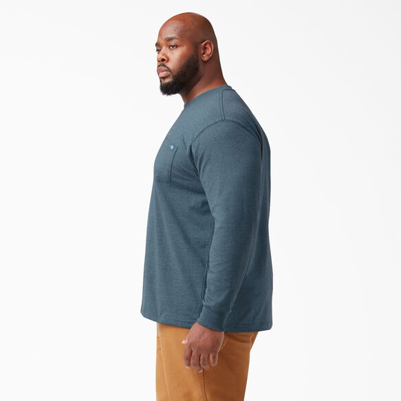 Long Sleeve Heathered Heavyweight Pocket T-Shirt - Baltic Blue &#40;BUD&#41;