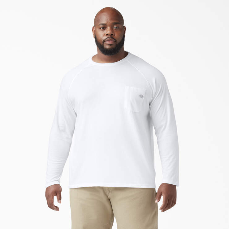Cooling Long Sleeve Pocket T-Shirt - White (WH) image number 5