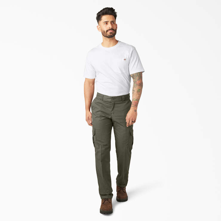 Pantalon cargo de coupe standard en tissu FLEX - Moss Green (MS) numéro de l’image 3