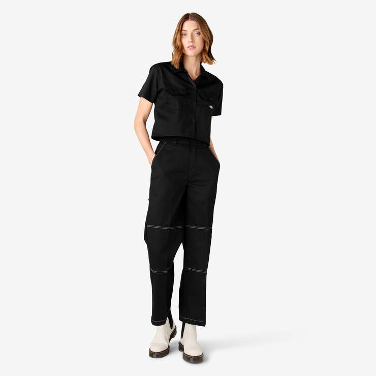 Pantalon à genoux renforcés de coupe décontractée pour femmes - Black (BKX) numéro de l’image 5