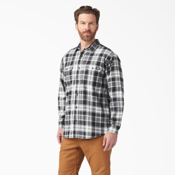FLEX Long Sleeve Flannel Shirt - Charcoal/Black Plaid &#40;A2F&#41;