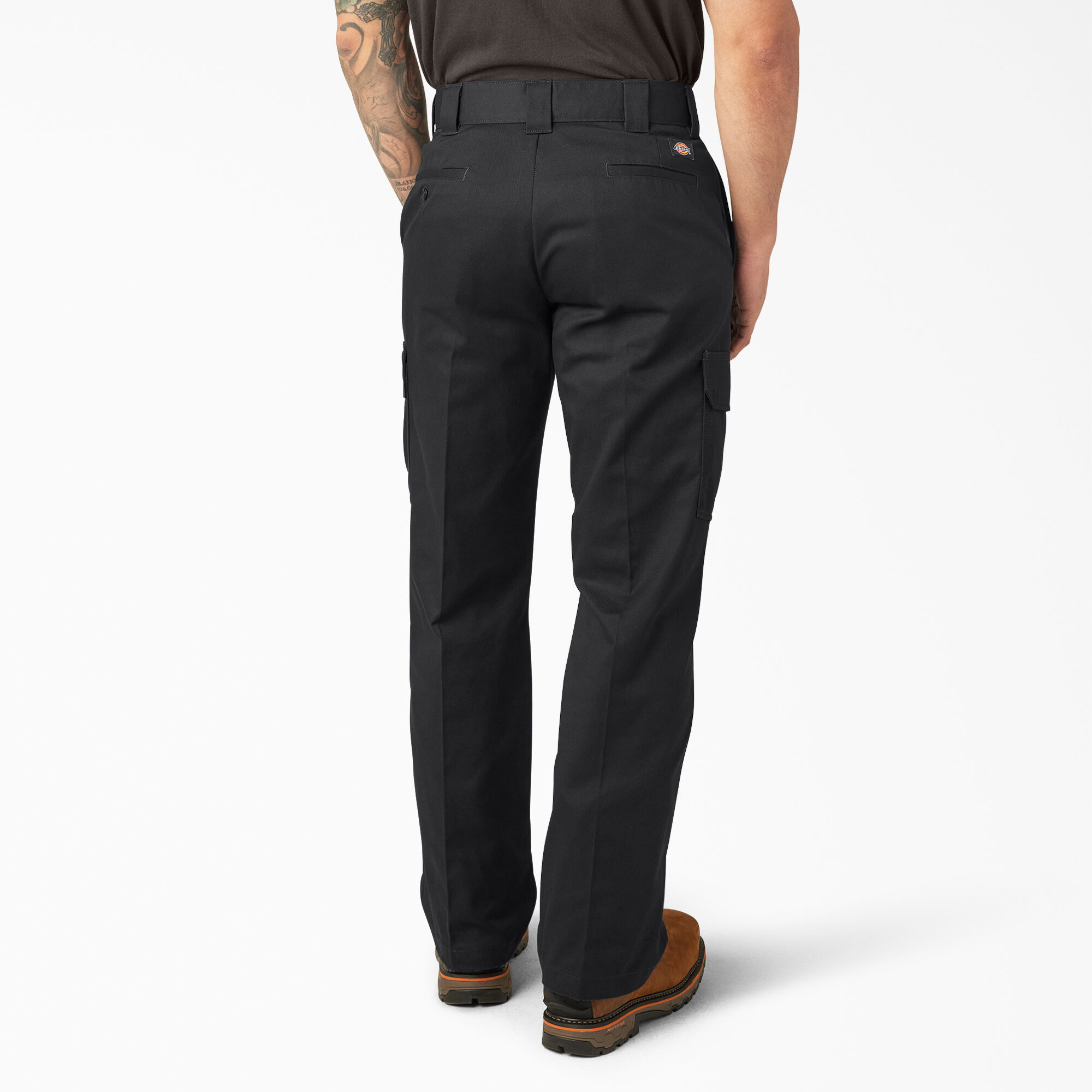 Black straight leg work trousers cheap