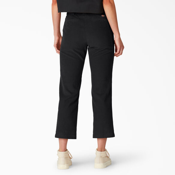 Pantalon court en velours c&ocirc;tel&eacute; de coupe standard pour femmes - Black &#40;BKX&#41;