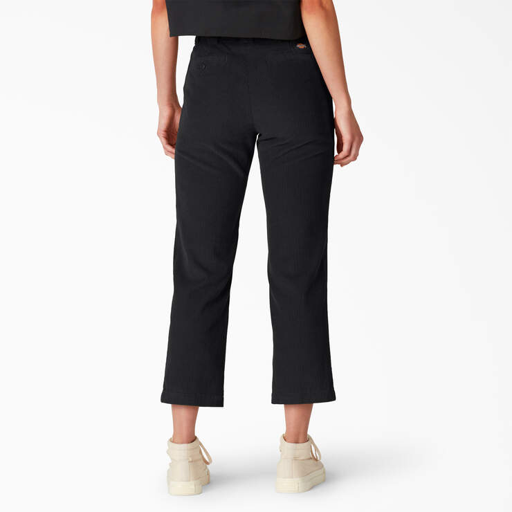 Women's Regular Fit Cropped Corduroy Pants - Black (BKX) image number 2