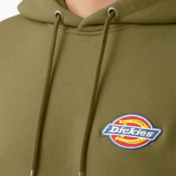 Fleece Embroidered Chest Logo Hoodie - Green Moss (G2M) image number 5