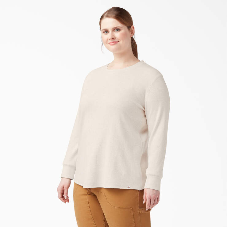 Women's Plus Long Sleeve Thermal Shirt - Oatmeal Heather (O2H) image number 1