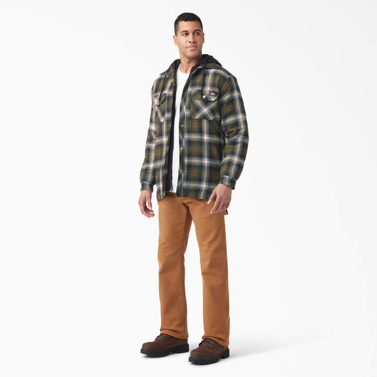 Fleece Hooded Flannel Shirt Jacket with DWR