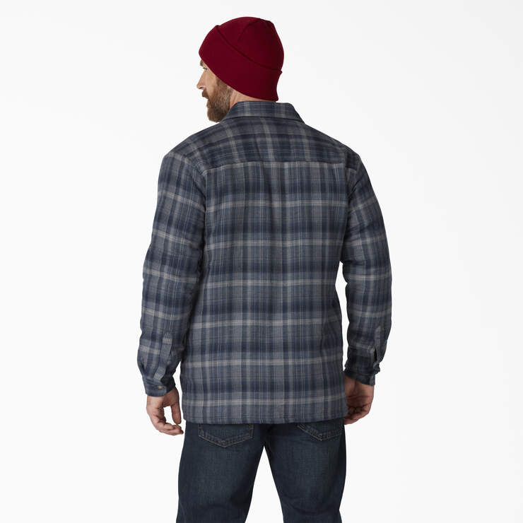 Water Repellent Fleece-Lined Flannel Shirt Jacket - Dark Navy Dark Denim Plaid (R2P) image number 2