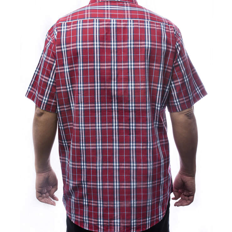 Men's Short Sleeve Plaid Button Up Shirt - Red (RD) image number 2