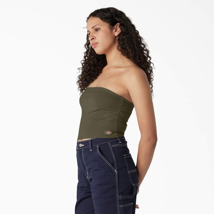 Women's Knit Tube Top - Military Green (ML) image number 3