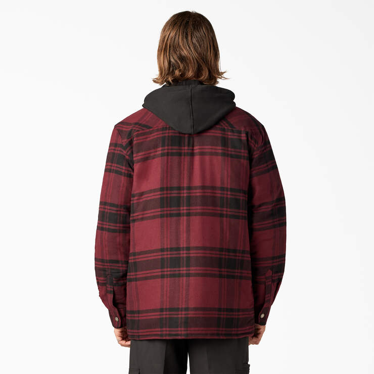 Flannel Hooded Shirt Jacket - Dark Port Black Plaid (PBP) image number 2