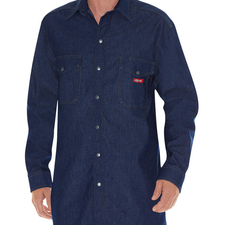 Flame-Resistant Long Sleeve Denim Snap Front Shirt - Indigo Blue (NB) numéro de l’image 1