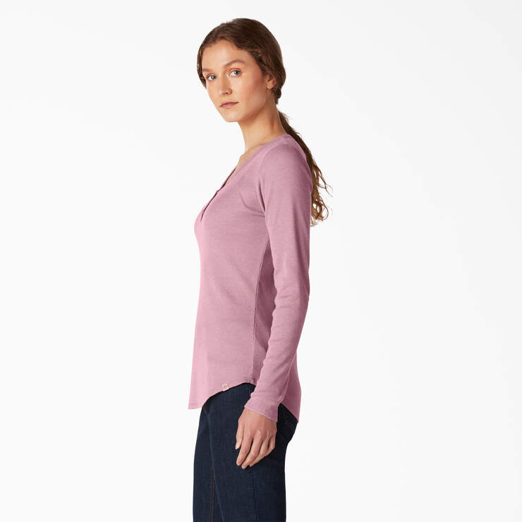 Women's Henley Long Sleeve Shirt - Dusty Orchid (KDD) image number 3