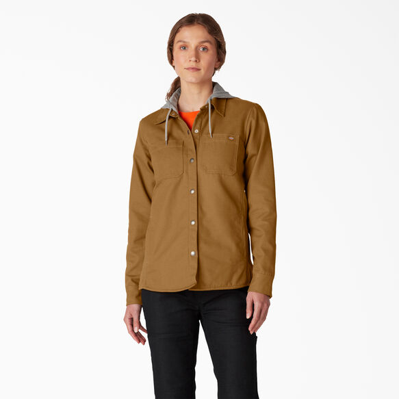 Veste-chemise &agrave; capuchon en coutil pour femmes - Brown Duck &#40;BD&#41;