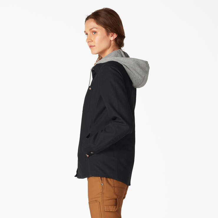 Women’s Duck Hooded Shirt Jacket - Black (BKX) image number 3