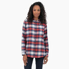 Women&#39;s Plaid Flannel Long Sleeve Shirt - Molten Lava/Navy Ombre Plaid &#40;A2H&#41;