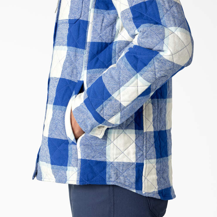 Women’s Flannel Hooded Shirt Jacket - Surf Blue Campside Plaid (A1L) image number 6