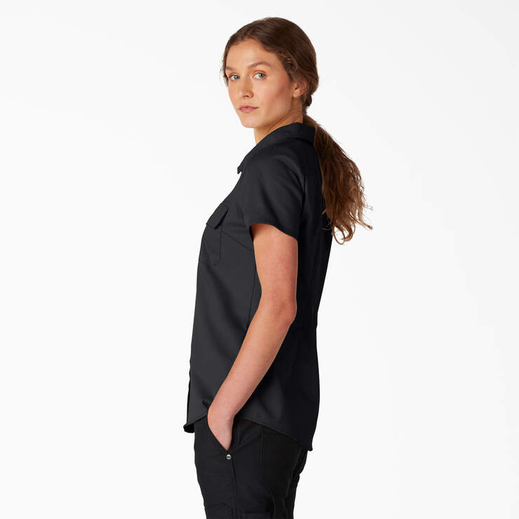 Women’s FLEX Short Sleeve Work Shirt - Black (BK) image number 3