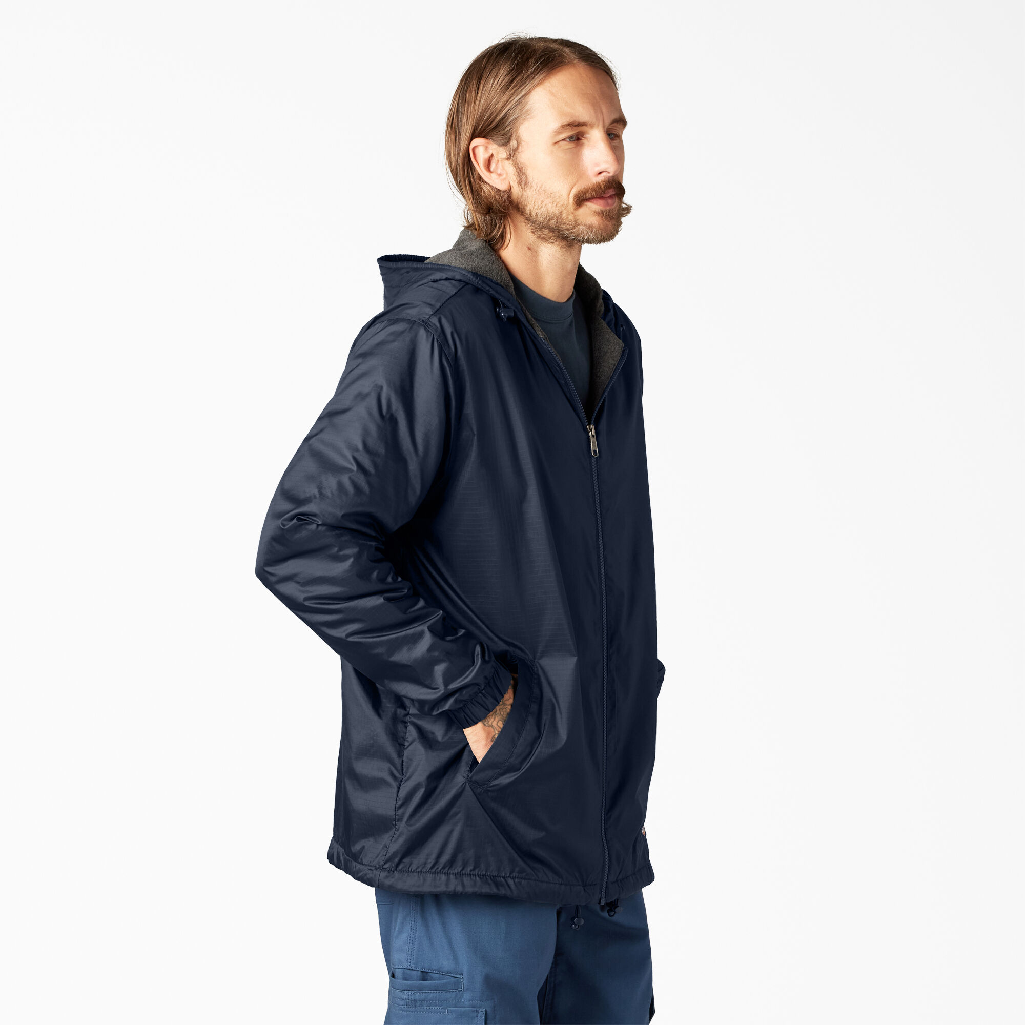 Navy fleece shop lined jacket