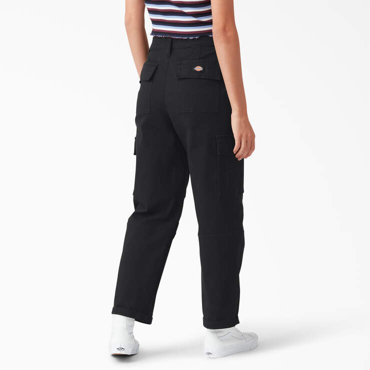 Women's Relaxed Fit Cropped Cargo Pants - Black (BKX) image number 2