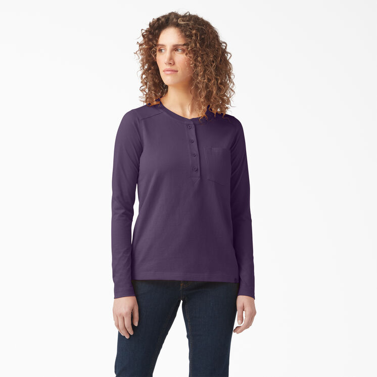 Women&#39;s Heavyweight Henley - Dusty Purple Heather &#40;U2H&#41;