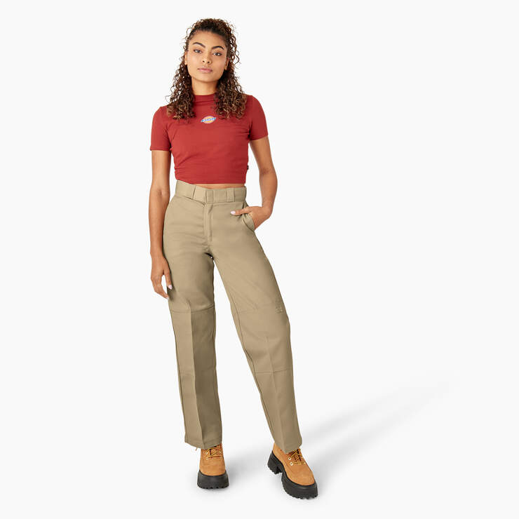 Women’s Loose Fit Double Knee Work Pants - Khaki (KH) image number 5