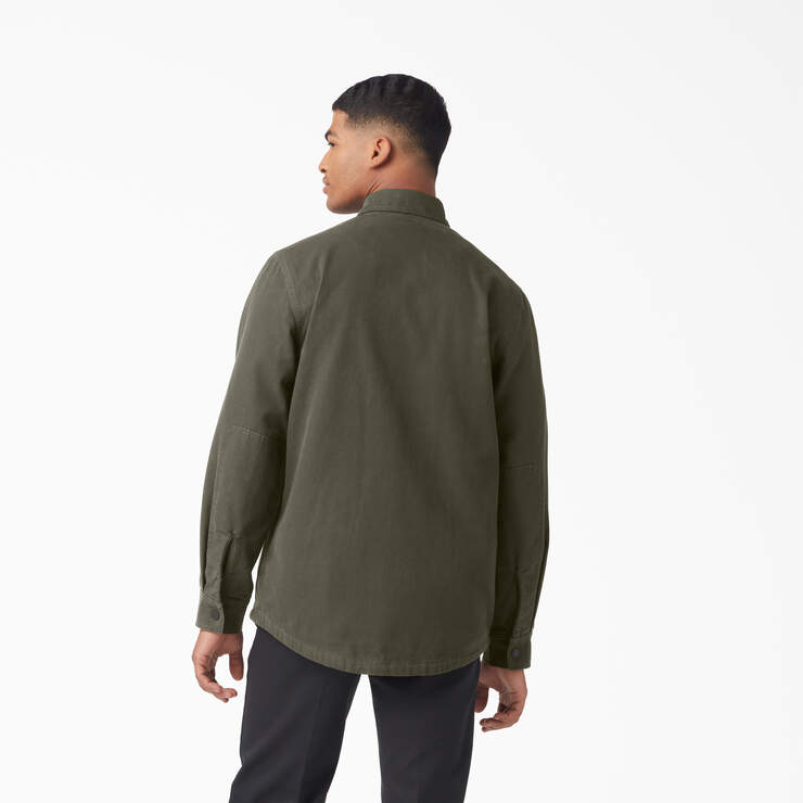 Long Sleeve Flannel-Lined Duck Shirt - Military Green (ML) image number 2