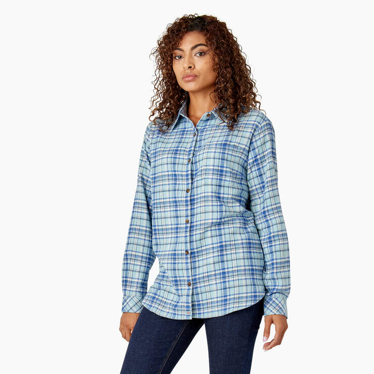 Chemise en flanelle à manches longues et à motif tartan pour femmes - Clear Blue/Orchard Plaid (B2Y) numéro de l’image 3